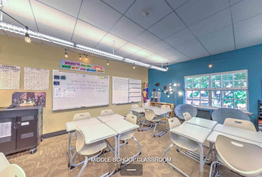 Middle School Classroom at Grace School | Custom 360 Virtual Tour 